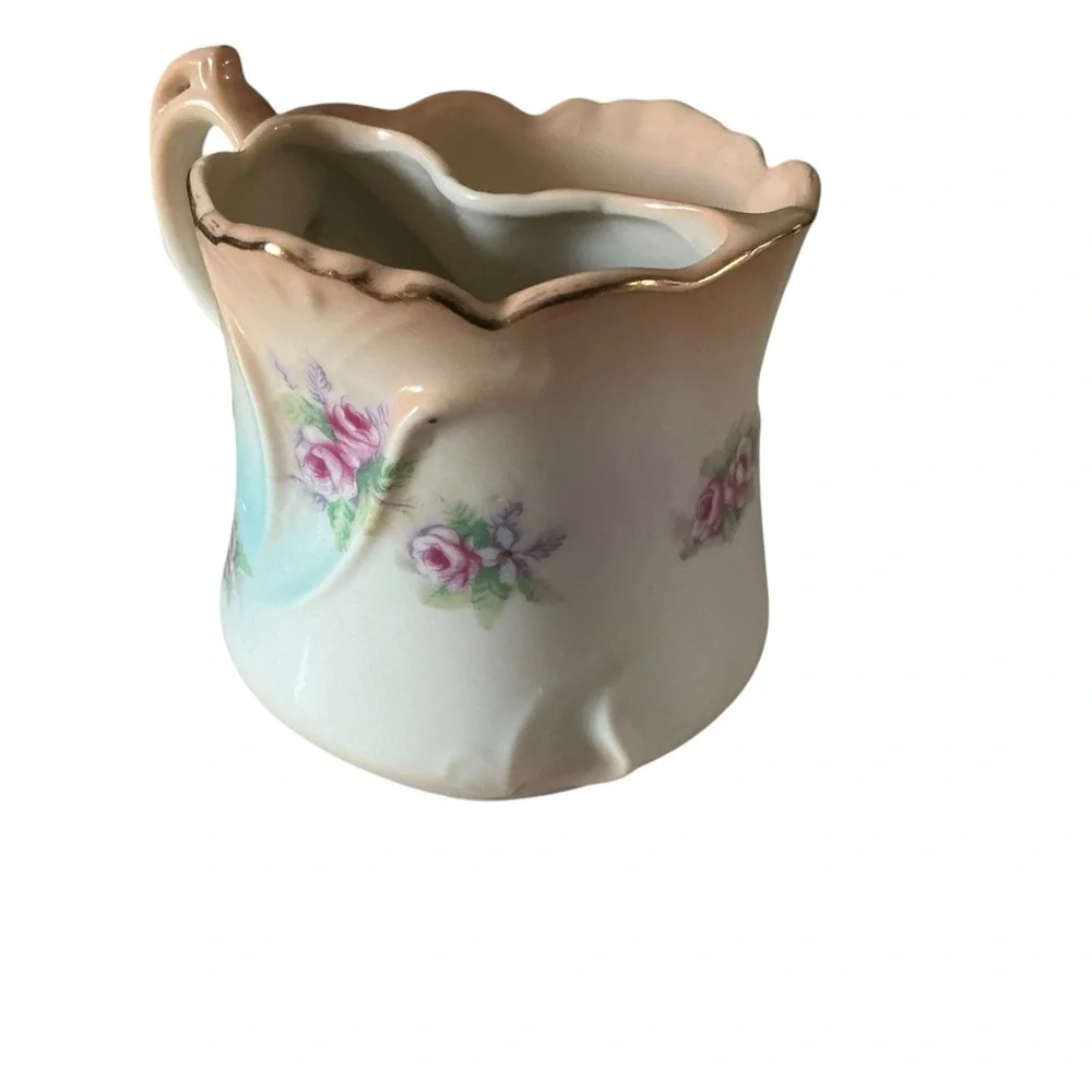Antique BRADENBURG German porcelain shaving mustache mug floral roses motif